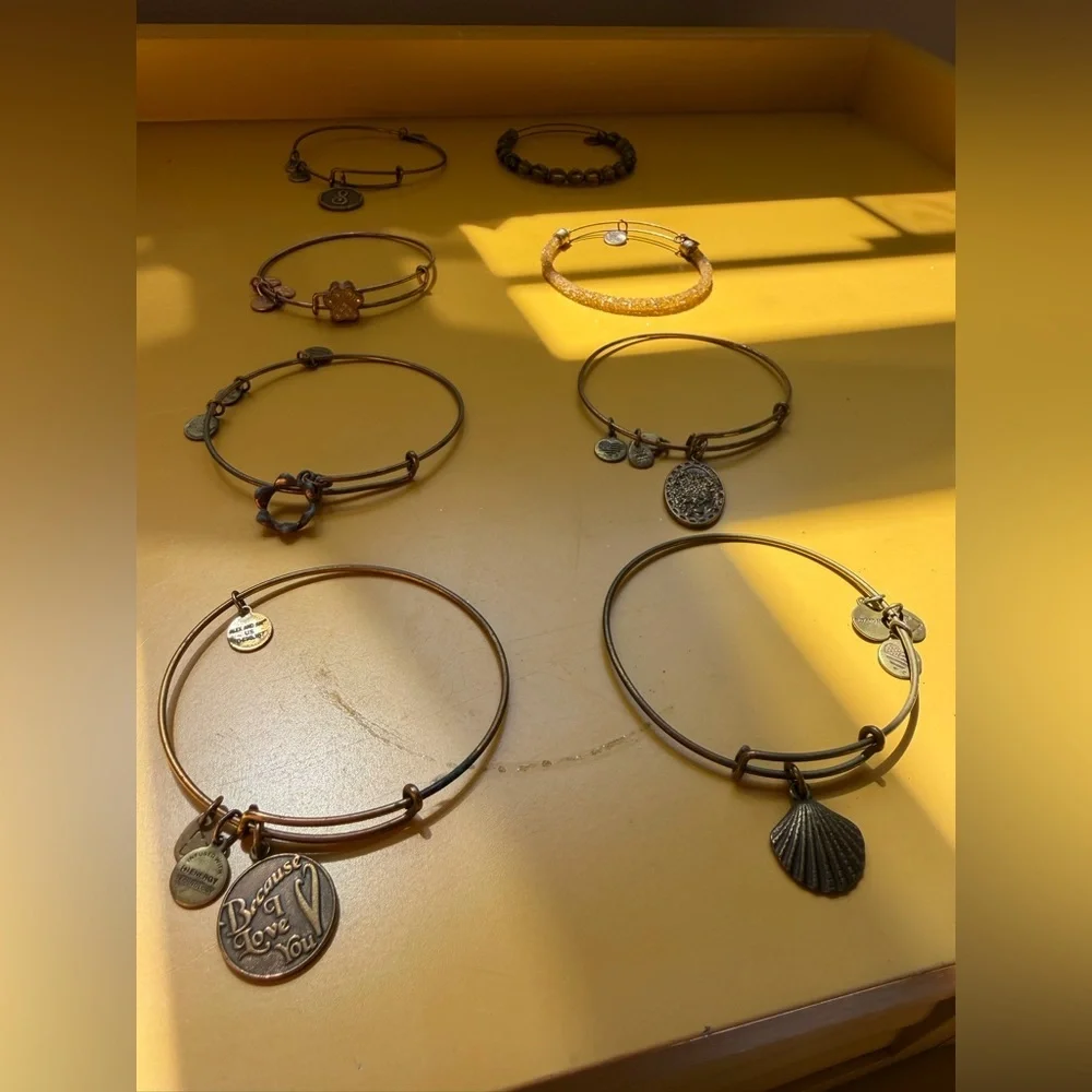 Lot of 8 Alex and Ani Gold Tone Bracelets